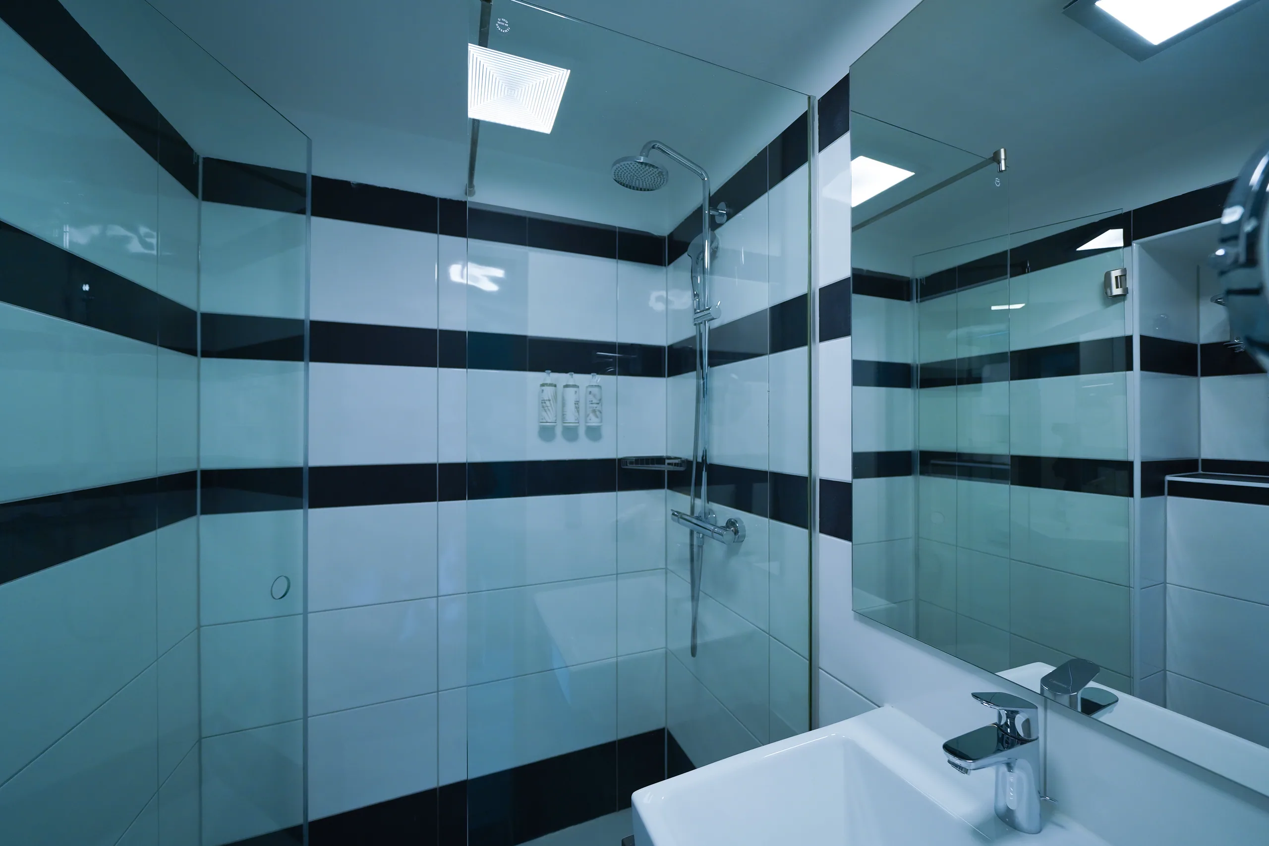 Bathroom of the double room with terrace at Hotel BEE GREEN Schönbrunn