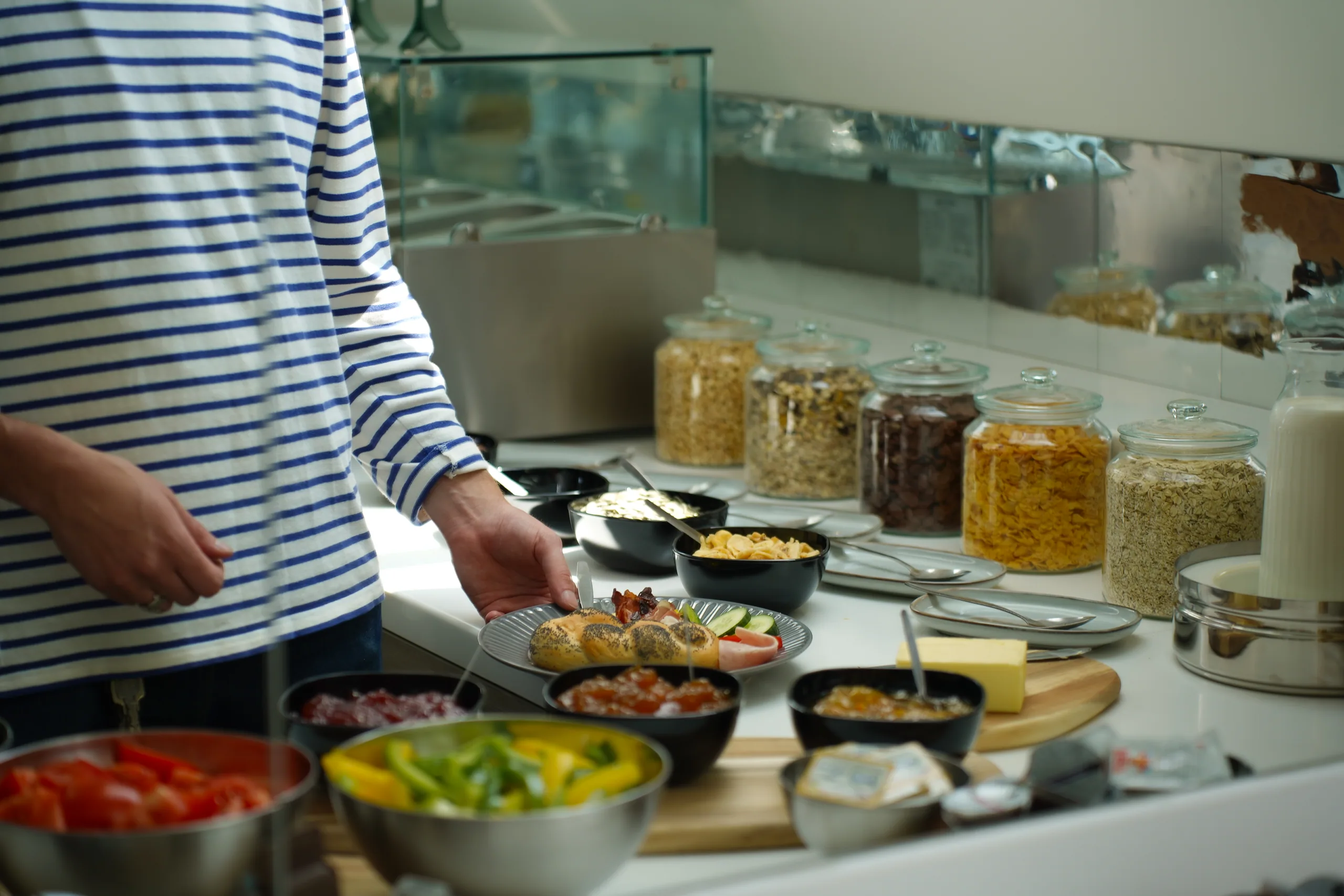 Breakfast selection with cereal dispensers